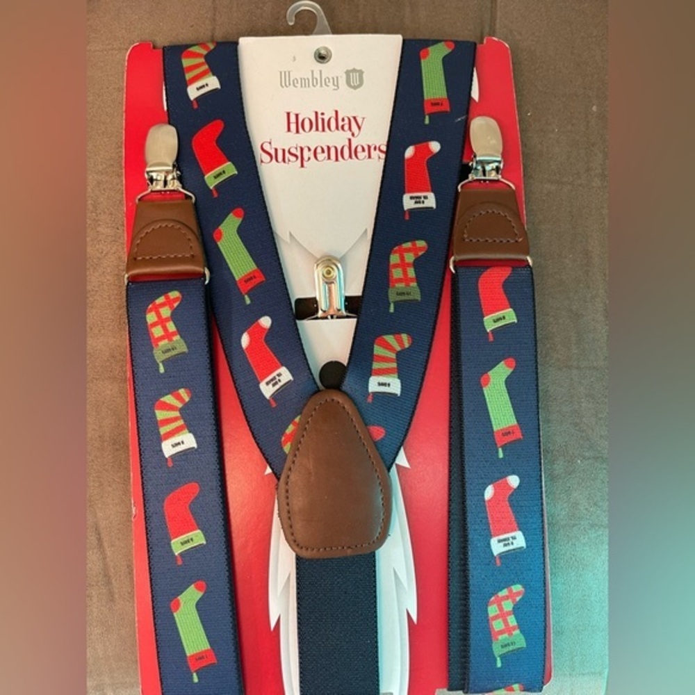 Wembley Holiday Suspenders - Festive Blue and Red